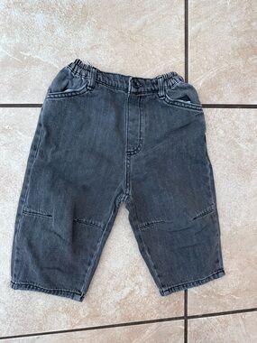 Toddler Baggy Black Washed Denim Pull-On Pants